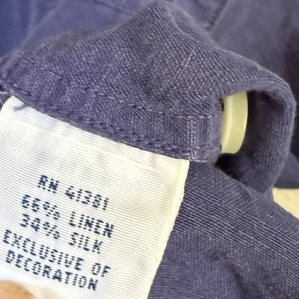 Polo Ralph Lauren Linen Silk Shirt Mens XXL Blue‎ Camp Casual Button Up Resort
